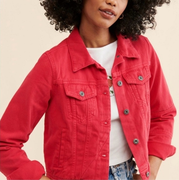 Free People Rumors Denim Jacket In Strawberry Spritz Medium - Picture 10 of 10